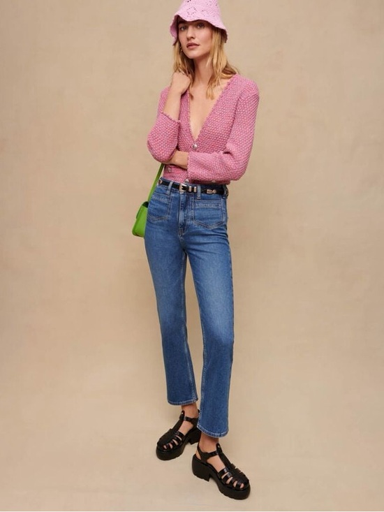 Maje Denim - Maje Papala High Rise Ankle Flare Jeans with Front Patch Pockets Size 38/6